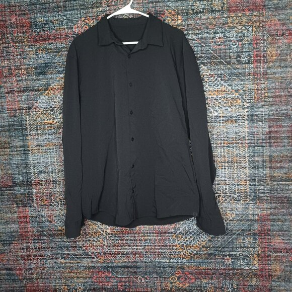 lululemon mens solid black Airing Easy ripstop button down shirt lot XL EUC (3) - Picture 1 of 10